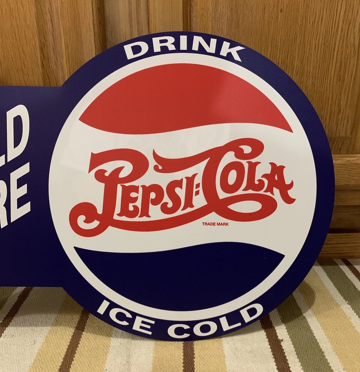 Pepsi Cola Soda Pop Large Flange Metal Sign, Garage Man Cave | Free Shipping