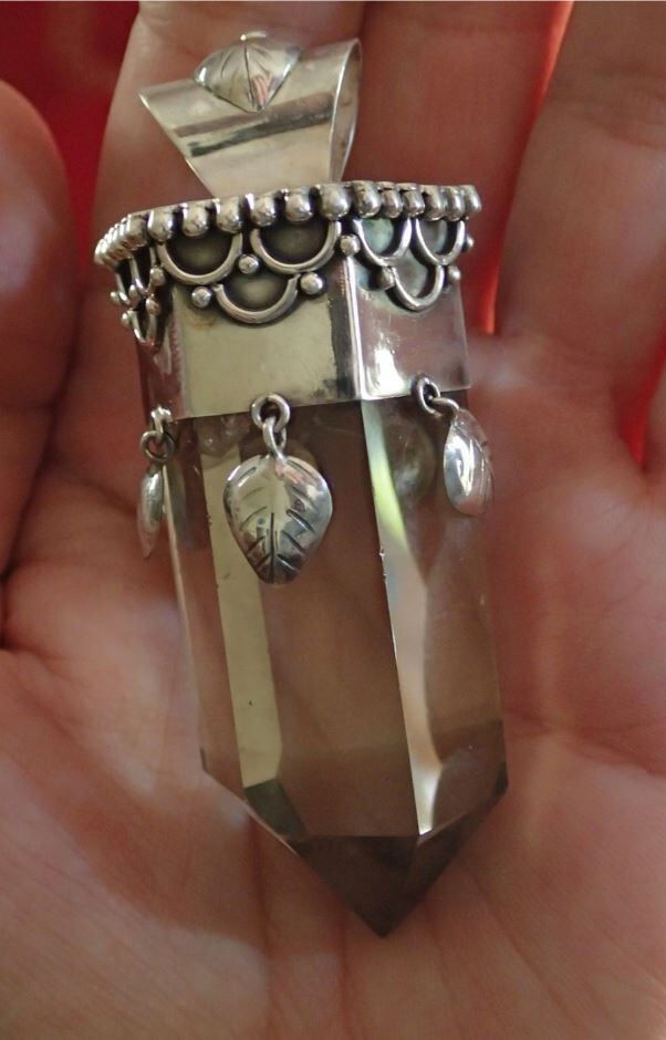 Nice Clear Crystal Point Pendant in Sterling Silver