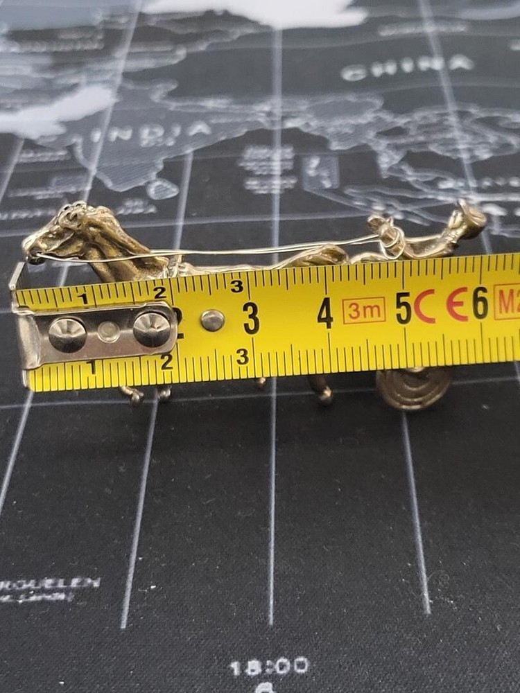 Solid silver miniature racing horse and buggie