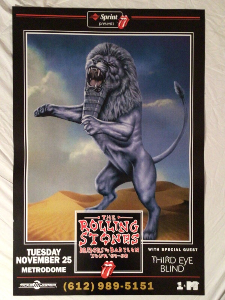 Rolling Stones 1997 Tour Poster Metrodome Minneapolis Third Eye Blind