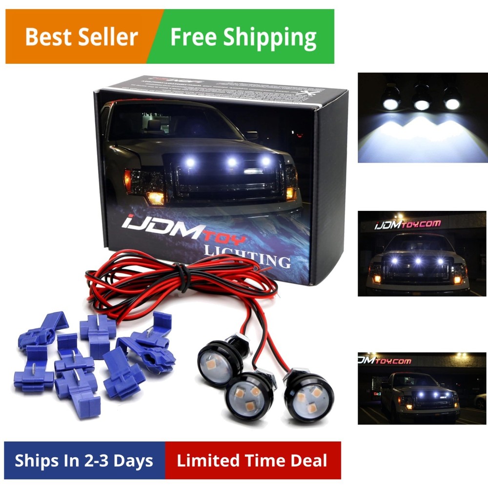 3pc Set Custom Retrofit Xenon White Front Grille Mesh Mount LED Lighting Kit ...