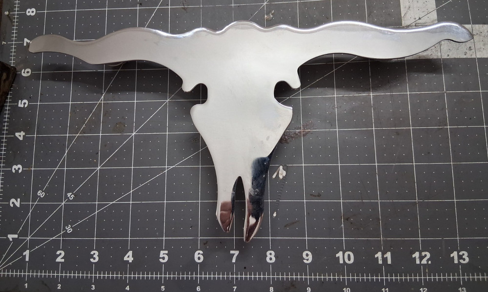 Cutout Longhorn Skull Chrome