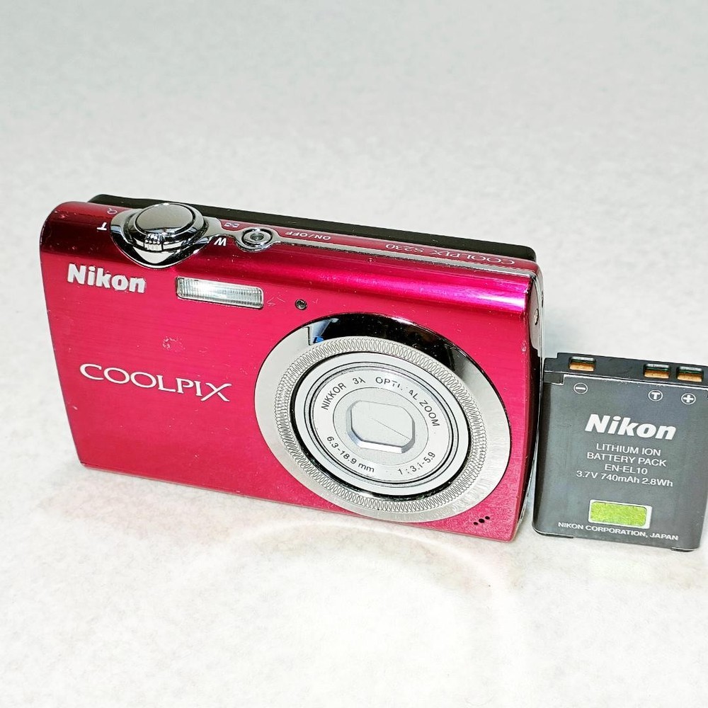 Nikon COOLPIX S230 Compact Digital Camera Red Tested with Accessories