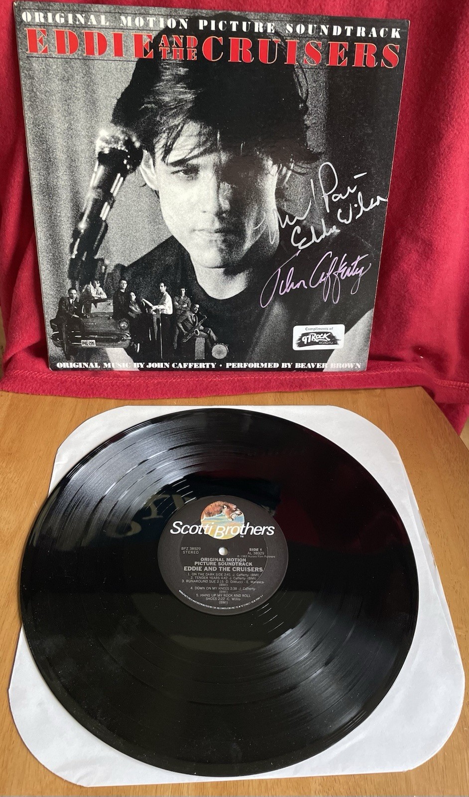 Eddie & The Cruisers Soundtrack Vinyl LP John Cafferty & Michael Pare Autographs