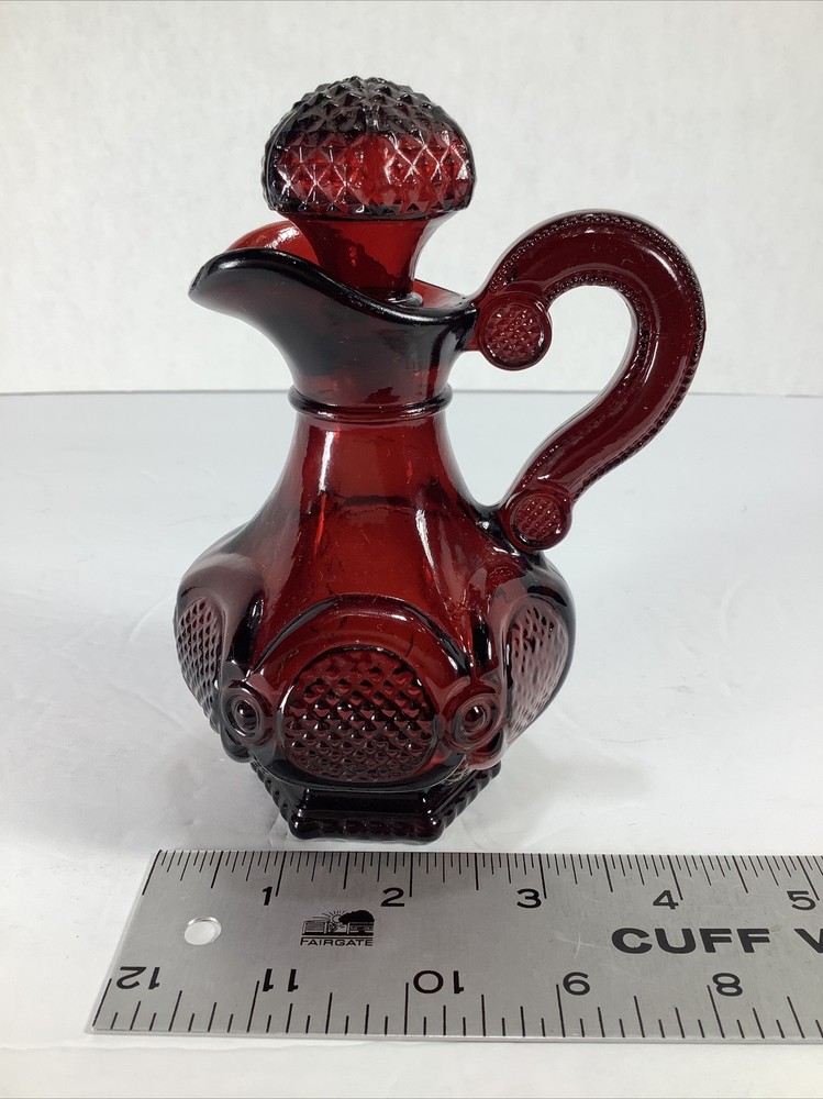 Vintage~ Avon® Ruby Red Decorative Glass Pitcher/Perfume Bottle w/Stopper