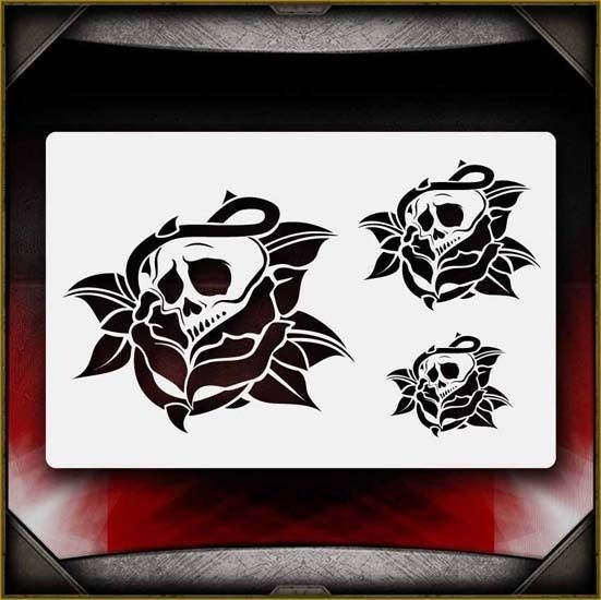 Skull Rose Airbrush Stencil Template Airsick