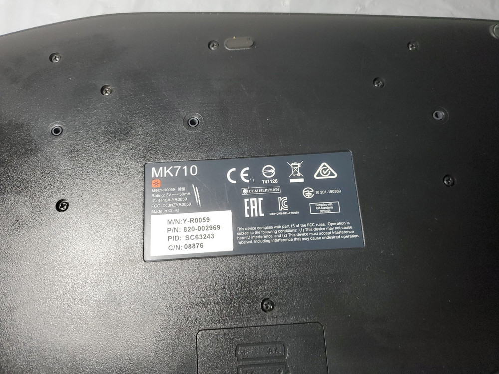 Logitech MK710 Wireless Keyboard (NO RECEIVER) 820-002969 Y-R0059 SC63243 08876