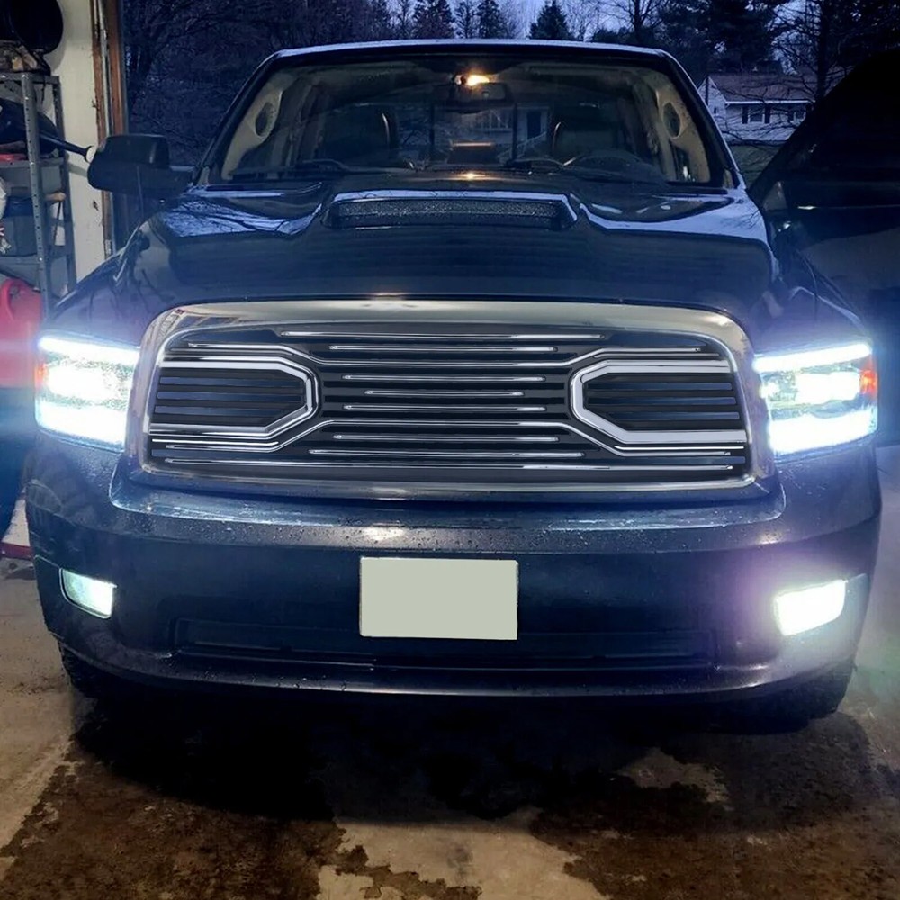 HECASA Big Horn Chrome Grille+Replacement Shell for 2009-2012 Dodge Ram 1500