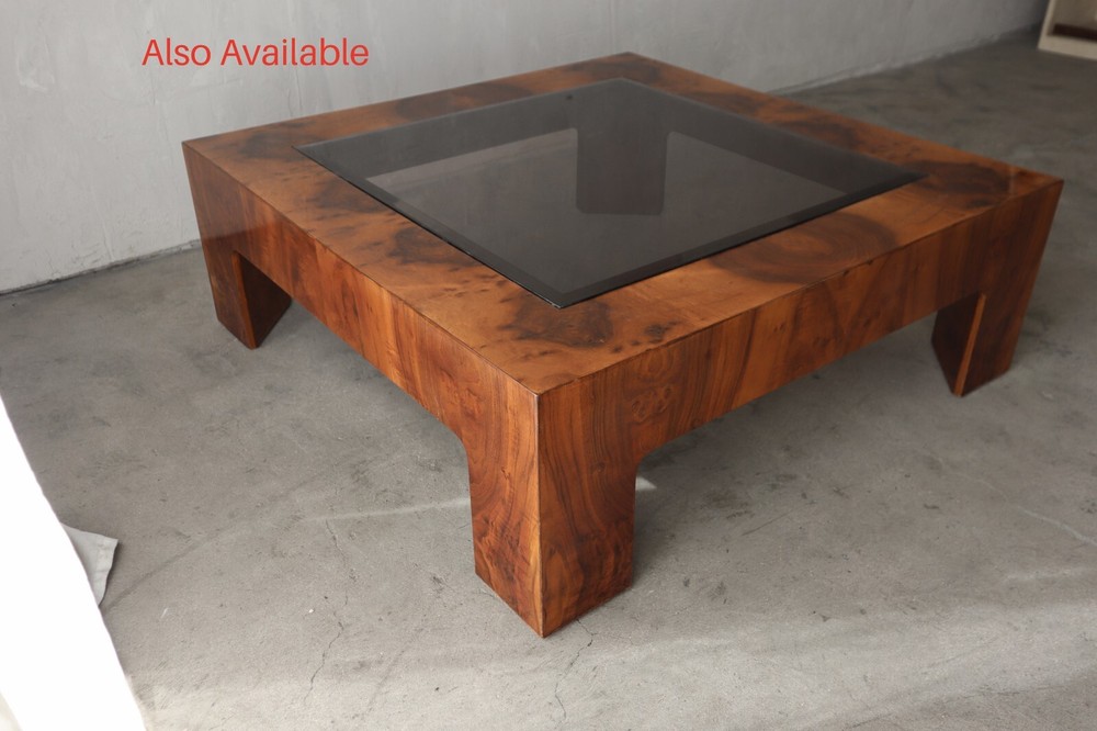 Mid Century Burl Cube Table by Milo Baughman