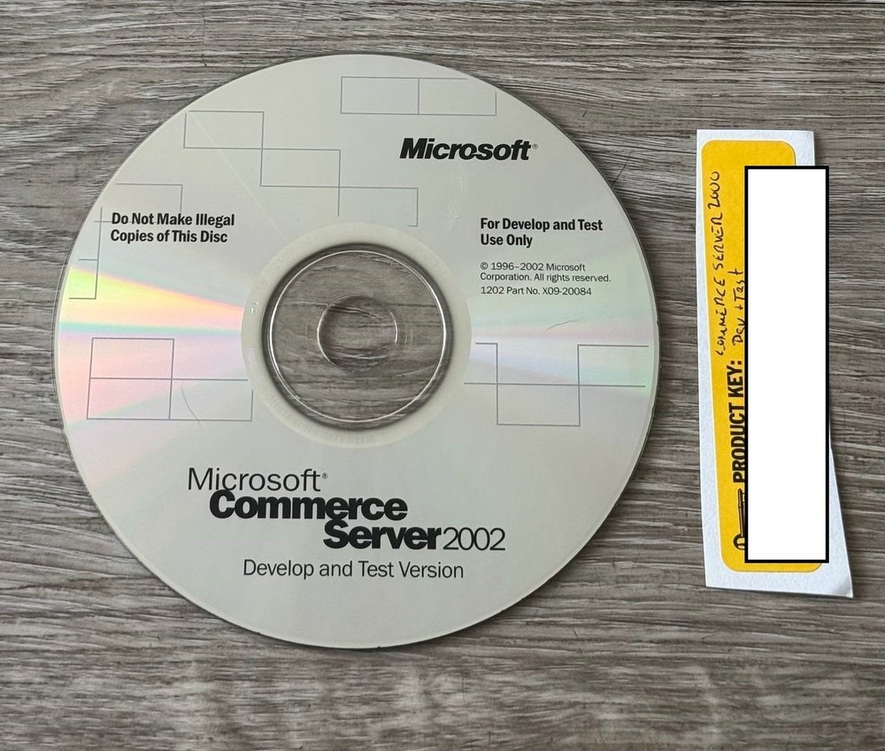 Microsoft Commerce Server 2002 Dev Test CD w/ Product Key Original Disc