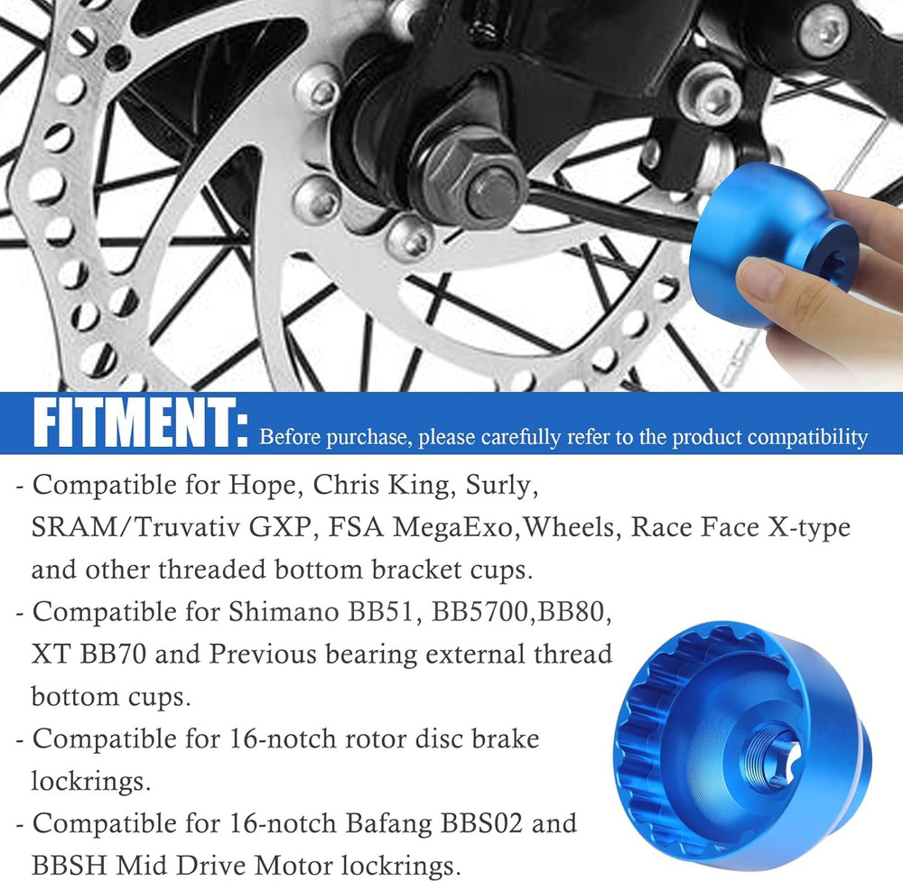 16-Notch Bottom Bracket Tool Bottom Compatible with Shimano, Chris King, SRAM, W