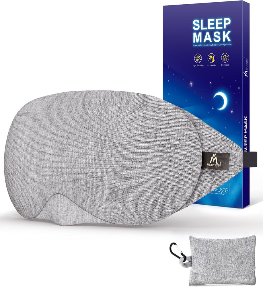 Cotton Sleep Eye Mask - Updated Design Light Blocking with Adjustable Nose Bridg