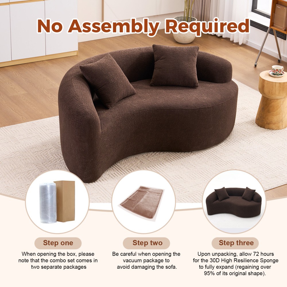 Reversible Loveseat Sofa with Dual-Depth Seat & Pillow Back, Chenille Fabric
