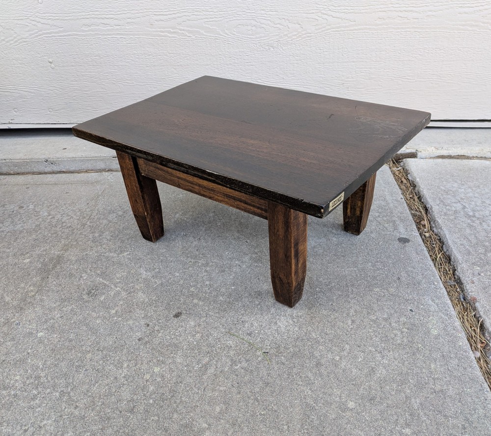 Vintage Rustic Solid Wood Low Floor Table Plant Stand Spanish Colonial Brutalist