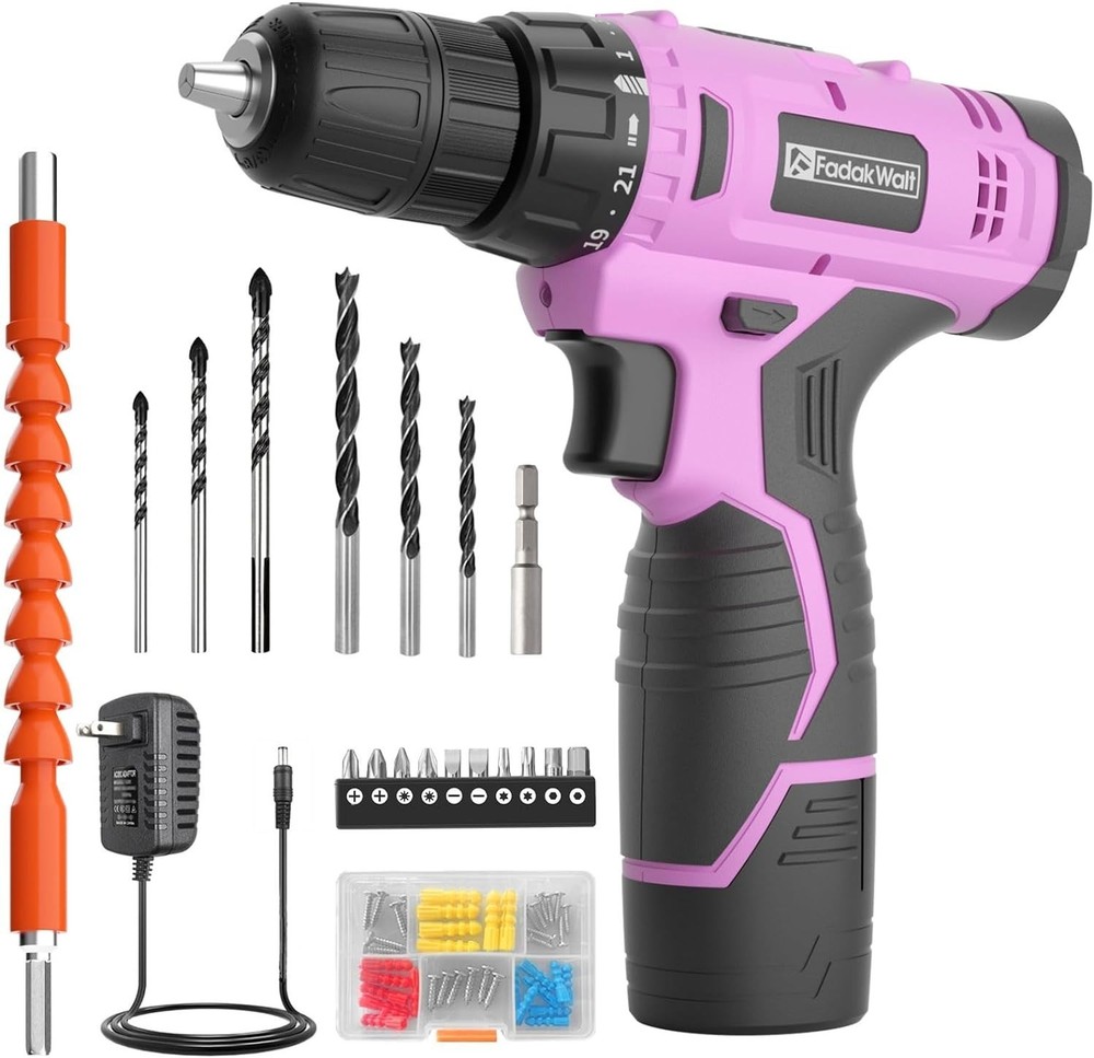 High-Performance 12V Pink Drill Set with Keyless Chuck - Versatile for Home Use