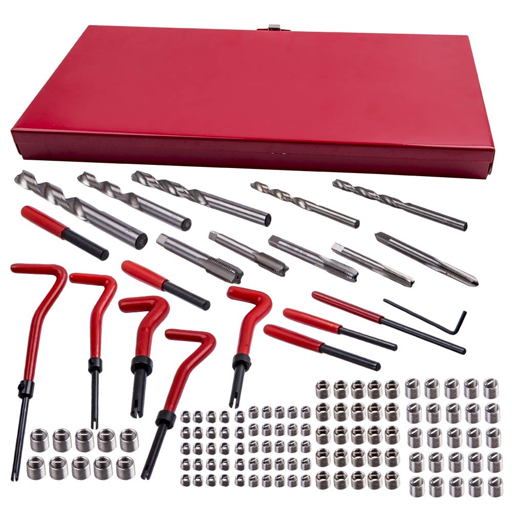 131pcs Thread Repair Tool Kit Stripped M5 M6 M8 M10 M12 Wire Thread Inserts