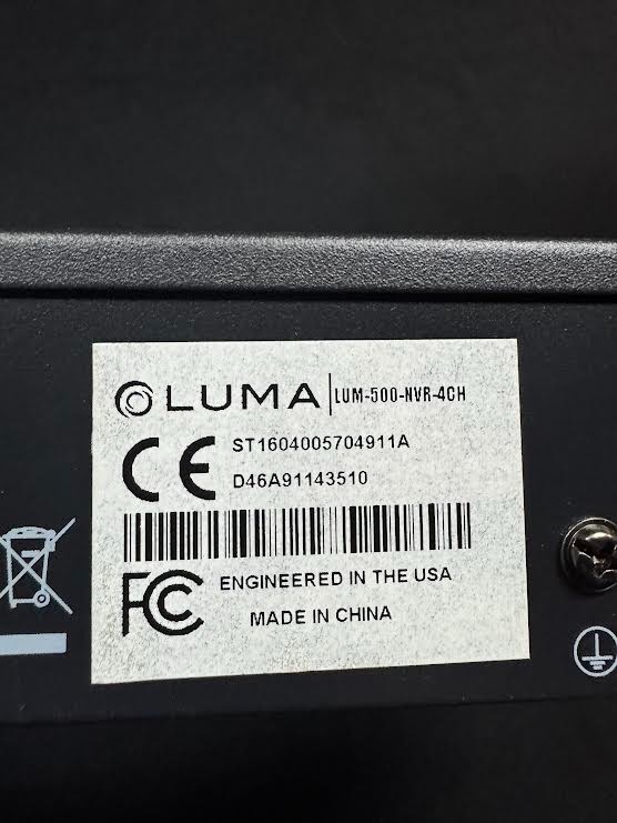 Luma 4 channel NVR