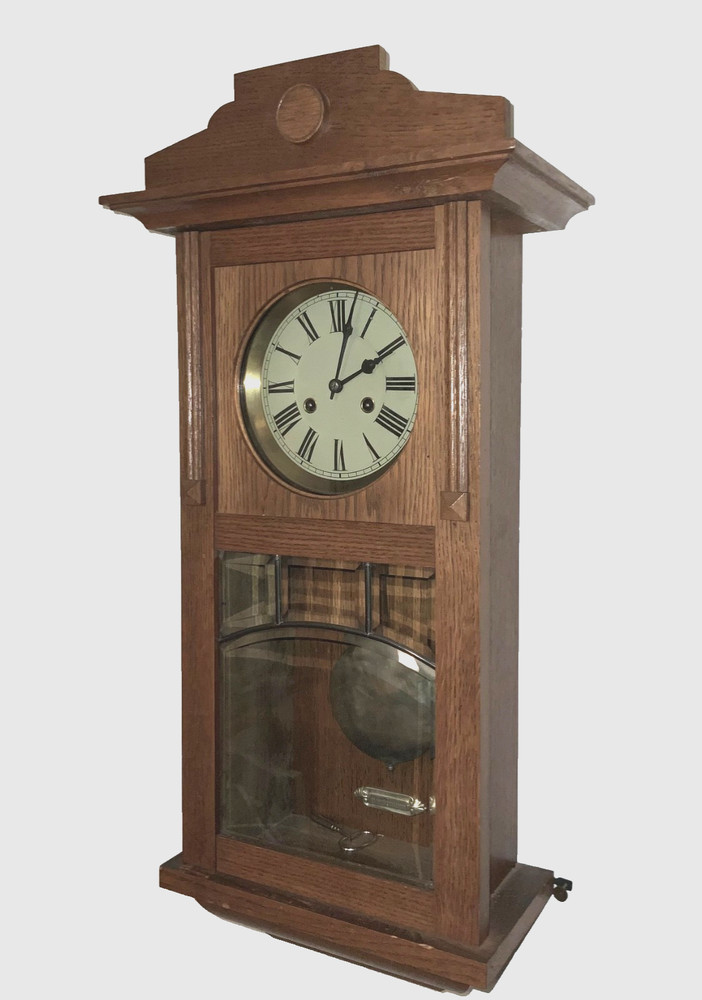 Antique German Junghans Wall Clock , Oak, 1900s