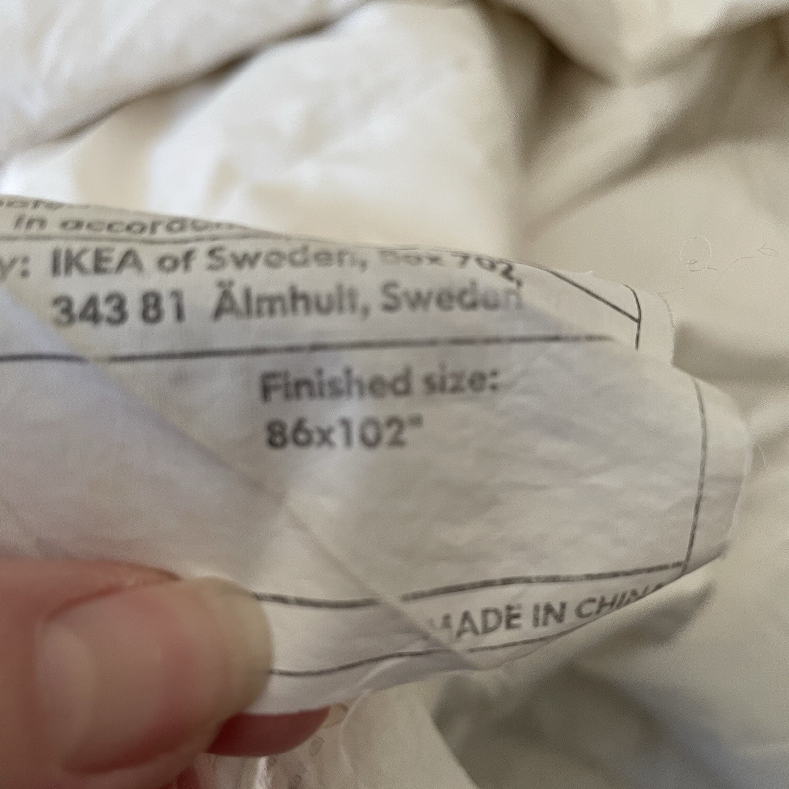 Ikea Honsbar Down Duvet Insert Full Queen Size White 86"x102" Baffle Quilted