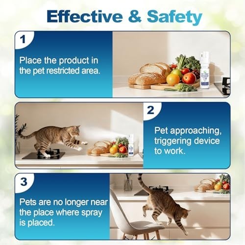 Motion Activated Cat Spray Deterrent Device - Odorless, Safe for Indoor Use, 3ft
