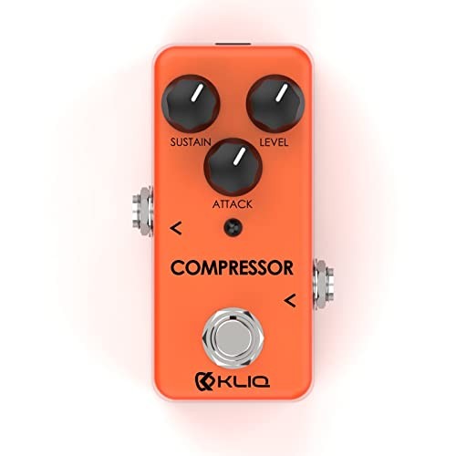 KLIQ Tiny-Compressor Effect Pedal for Guitar & Bass Compressor (Orange)