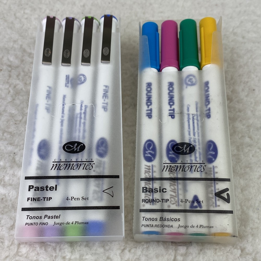 Creative Memories 8pc Lot Scrapbooking Markers Basic ROUND TIP Pastel PEN Fine