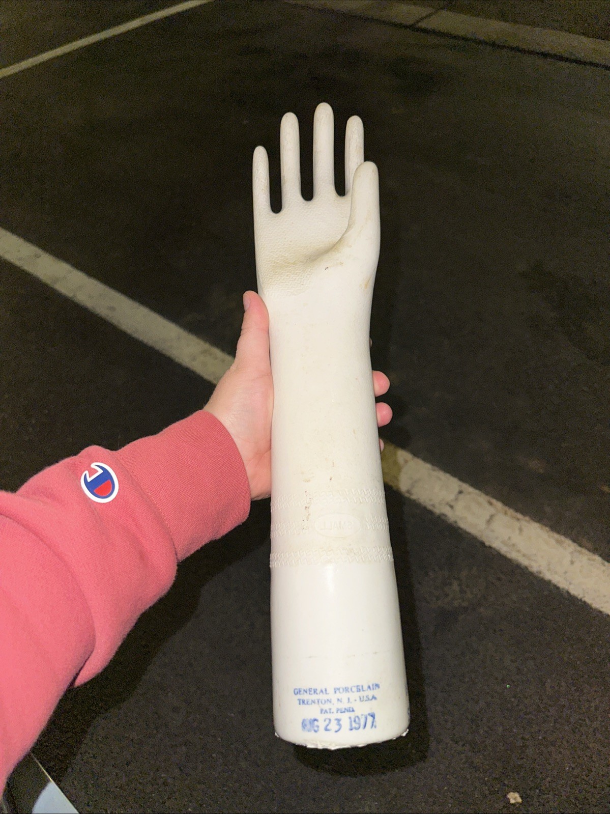 Vintage Porcelain Industrial Glove Mold from General Porcelain in Trenton NJ