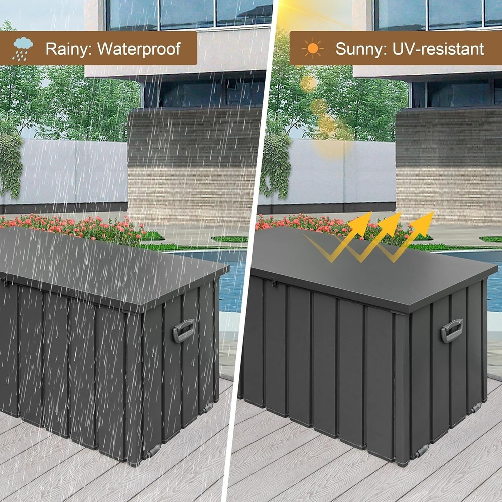 SHPAI 100 Gallon Deck Box, Lockable Storage Container with Galvanized Steel