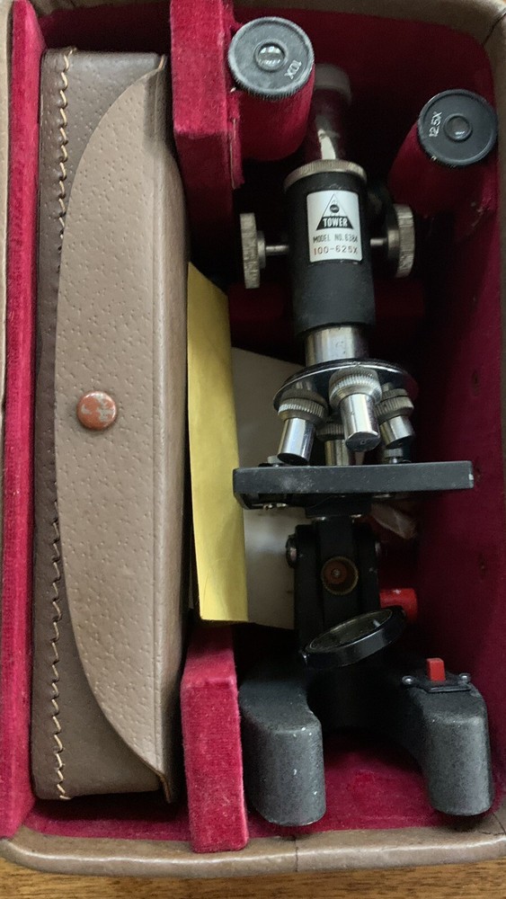 Vintage Sears Tower Model #6384 Microscope and Accessories + Carrying Case