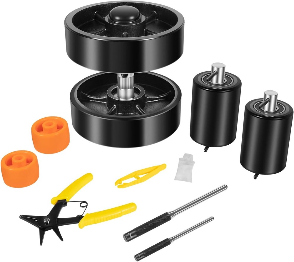 PTH50 Pallet Jack Full Wheels Replacement Set with Axles, 7"x 2" Steering Wheels