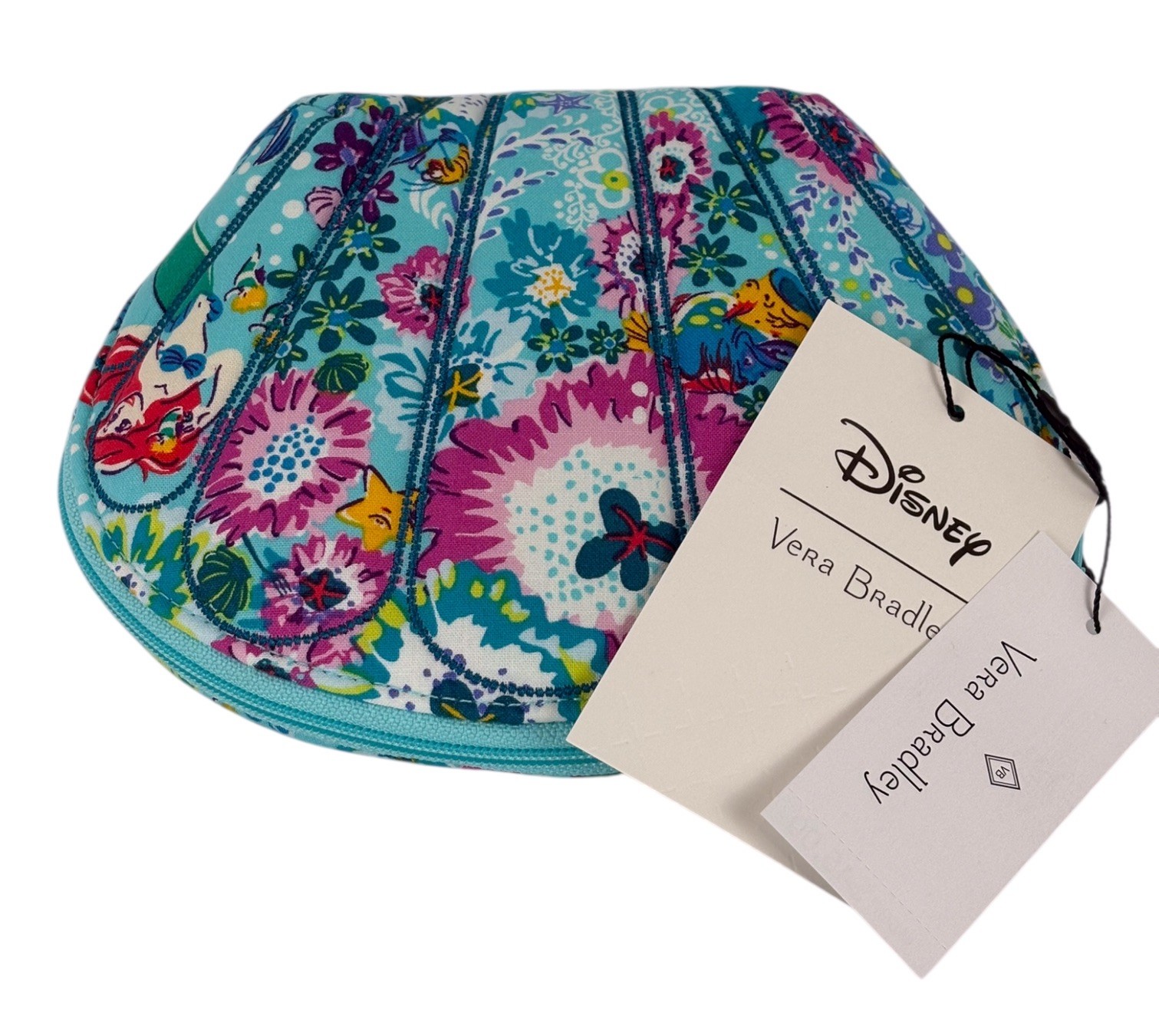 Vera Bradley Disney Ariel Floral Little Mermaid Shell Cosmetic Bag