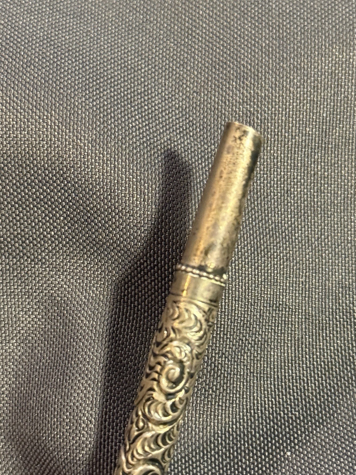 Antique Ornate Sterling Silver Dip Pen Holder quill inkwell