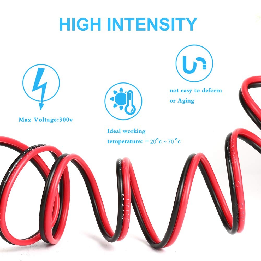 TYUMEN 50FT 14/2 Gauge Red Black Cable Hookup Electrical Wire LED
