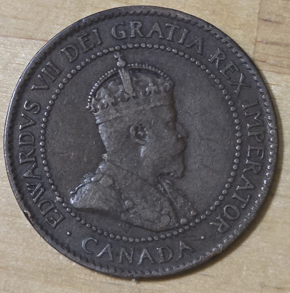 1902 Canada One Cent Edward VII Bronze Coin - VF