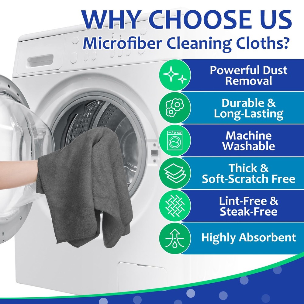 3 Pcs Extra Large Microfiber Cleaning Cloth 30" x 20" Washable Reusable Micro...