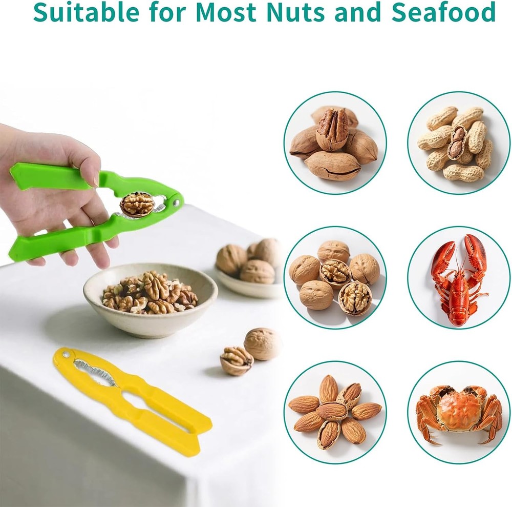 2 Packs Nut Crackers for All Nuts, Stainless Steel Walnut Cracker Tool with 6 PC