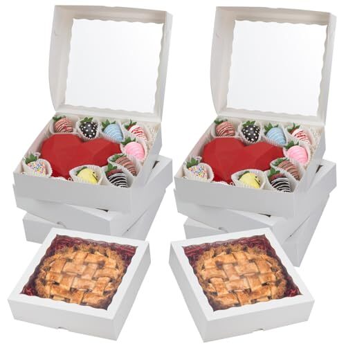 14pcs 9x9x2.5 Inches Bakery Boxes with Window Pie Boxes Breakable Heart Boxes...