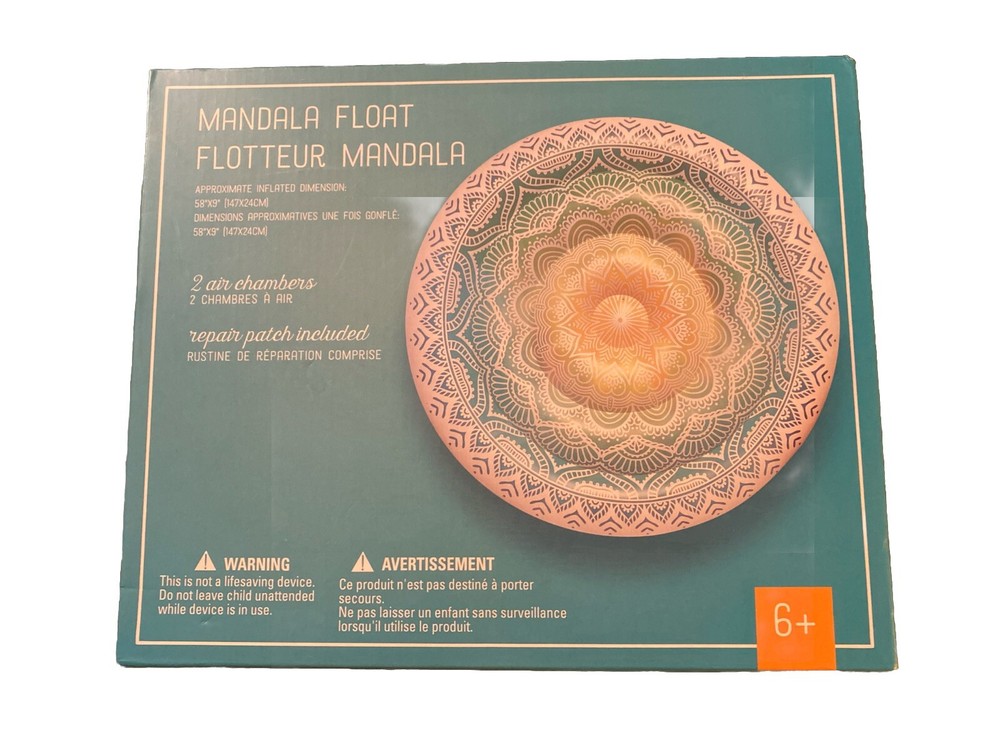 Mandala Round Circle Pool Float 58” x 9" Red White NEW