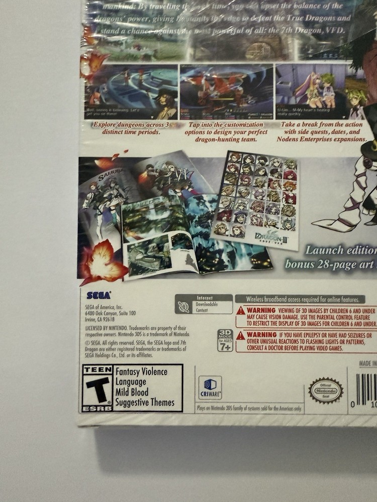 7th Dragon III Code: VFD Nintendo 3DS Empty Box with Artbook