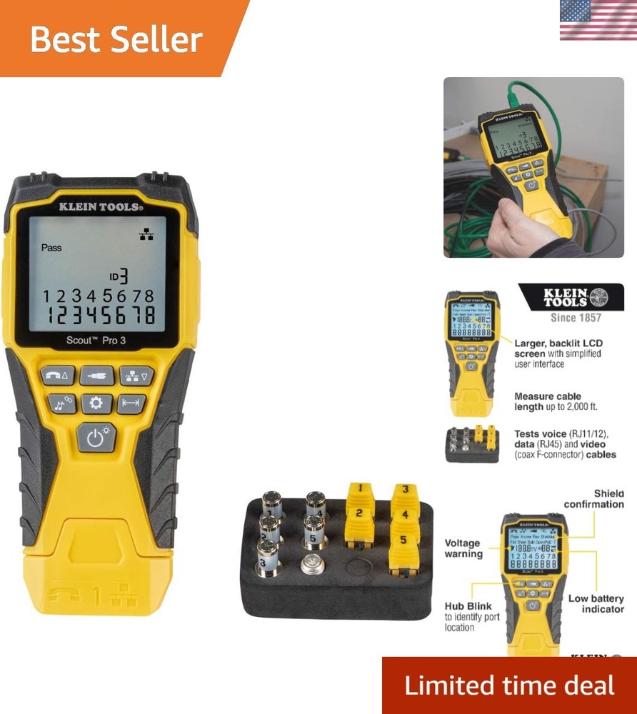 Versatile 851 Cable Tester Kit - Tests Ethernet, Coax, Phone Cables with Remotes