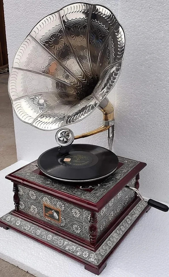 Antique Gramophone, Fully Functional Working Phonograph, win-up record player