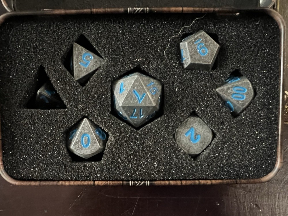 Skull Splitter Metal Dice Copper Polyhedral Set Skullsplitter D&D