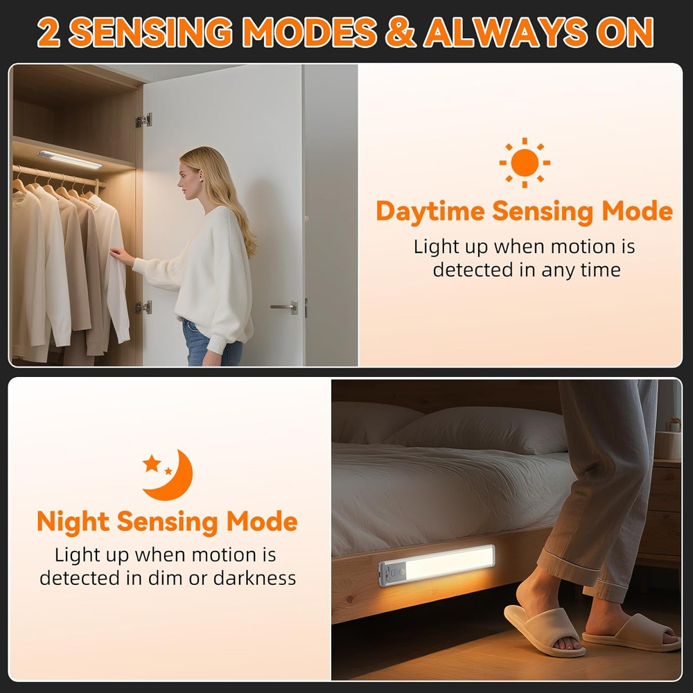 Under Cabinet Lighting Wireless, 15Inch Rechargeable Motion Sensor Light Indoor,