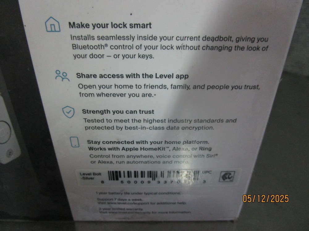 Level Bolt The Invisible Smart Lock Model A3 C-D11U Bluetooth Deadbolt