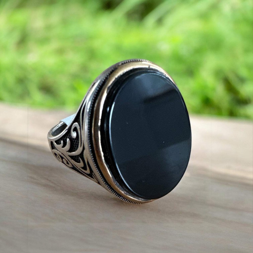 Black Onyx Solid 925 Sterling Silver Ring 9.5
