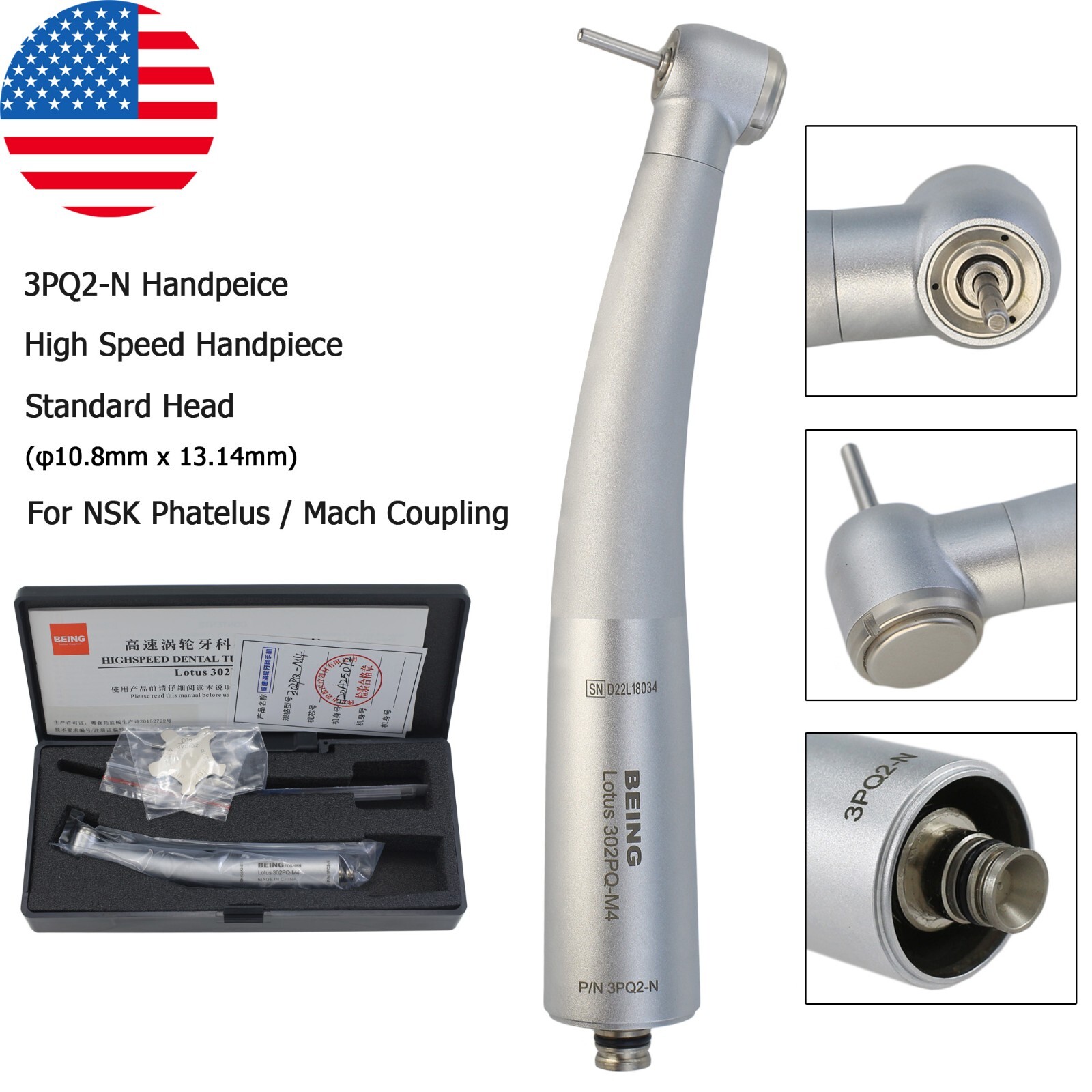 BEING Dental High Speed Fiber Optic LED Handpiece For KaVo MULTIflex NSK Coupler