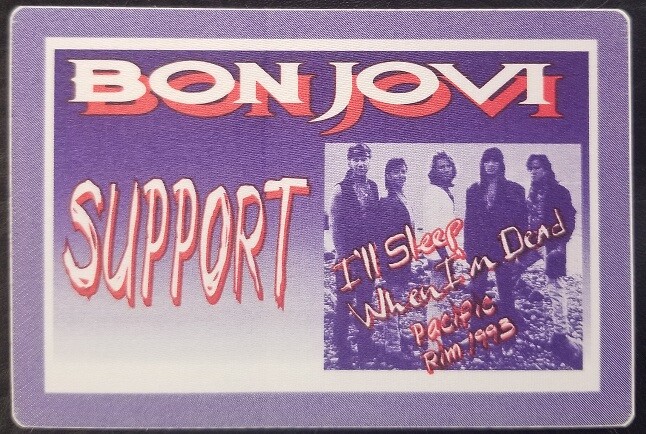 JON BON JOVI / RICHIE SAMBORA - OLD BON JOVI TOUR CONCERT CLOTH BACKSTAGE PASS