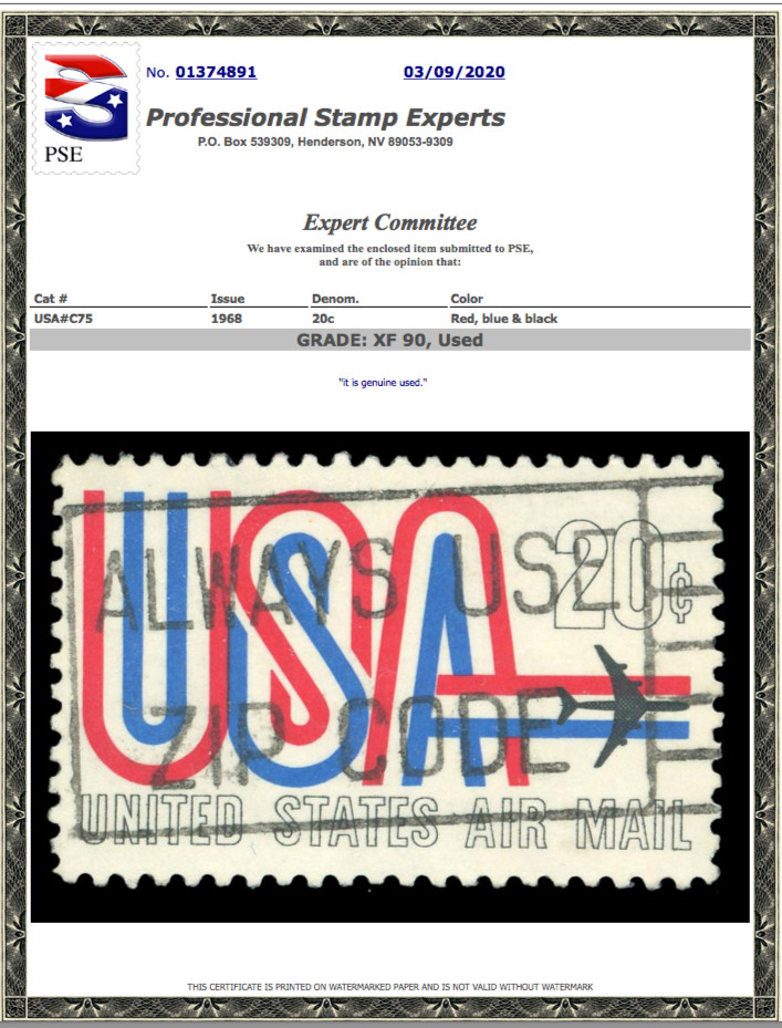 #C75 Used PSE Graded 90, PSE Certificate # 01374891