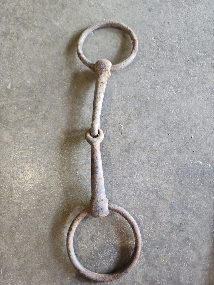 Vintage 6"  horse bit snaffle. Surface rust. Farm western decor
