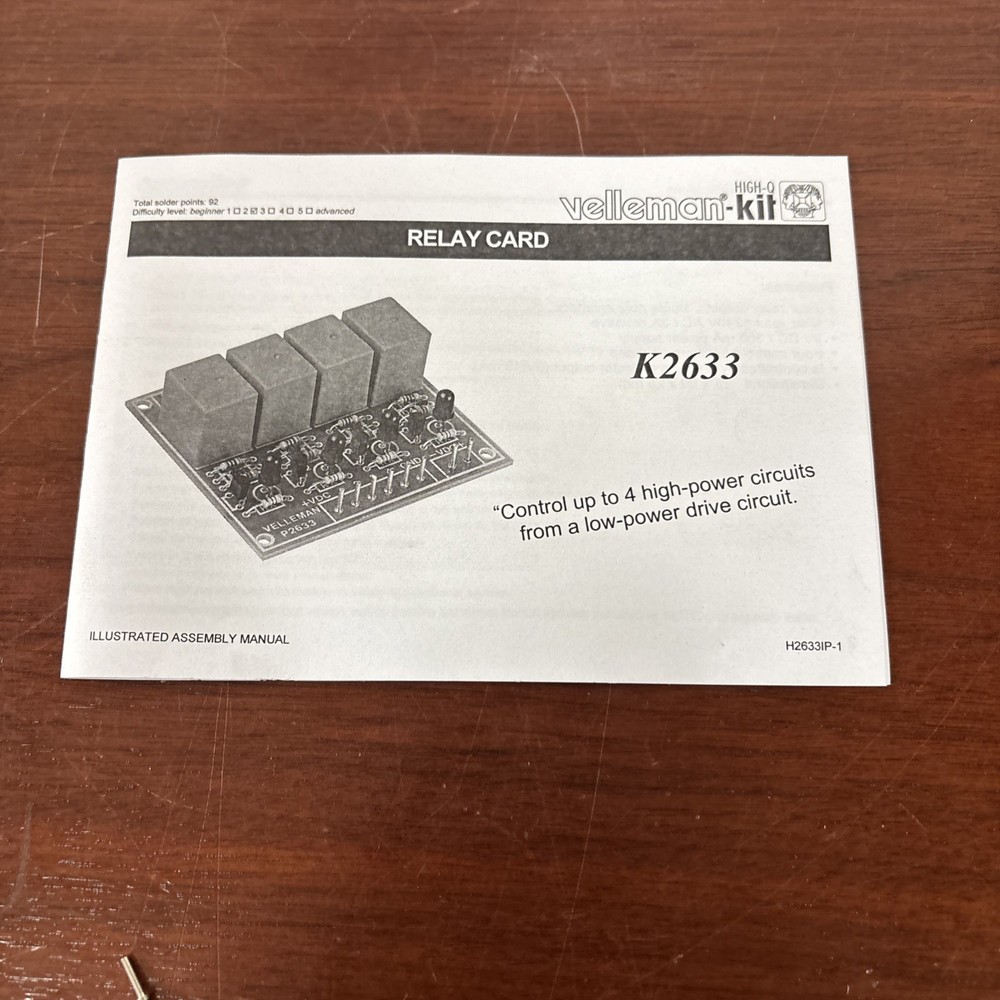 Velleman Kit Quad Relay Cards K2633***Untested